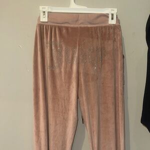 Juicy Couture Blush Velour Pants with Rhinestone Detail